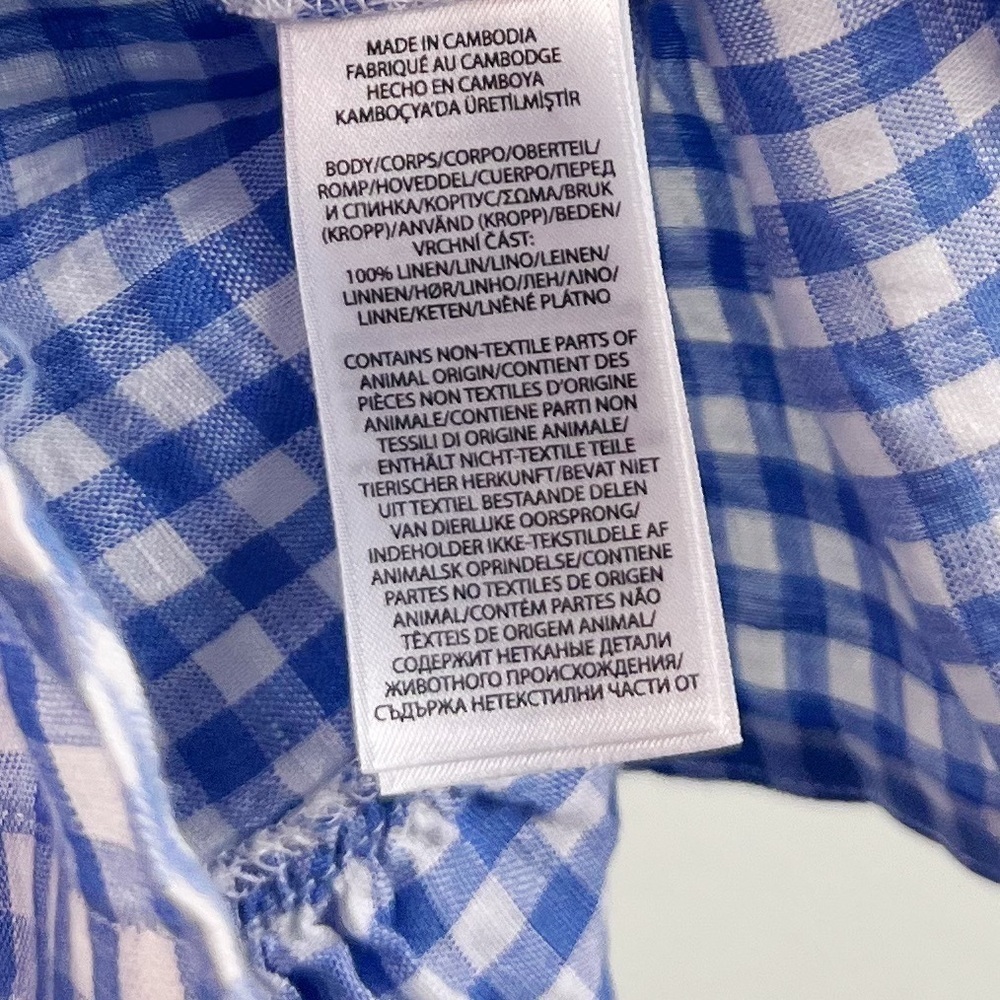 NWT Polo Ralph Lauren Linen Gingham Tiered Midi Skirt Blue/White - Picture 9 of 9